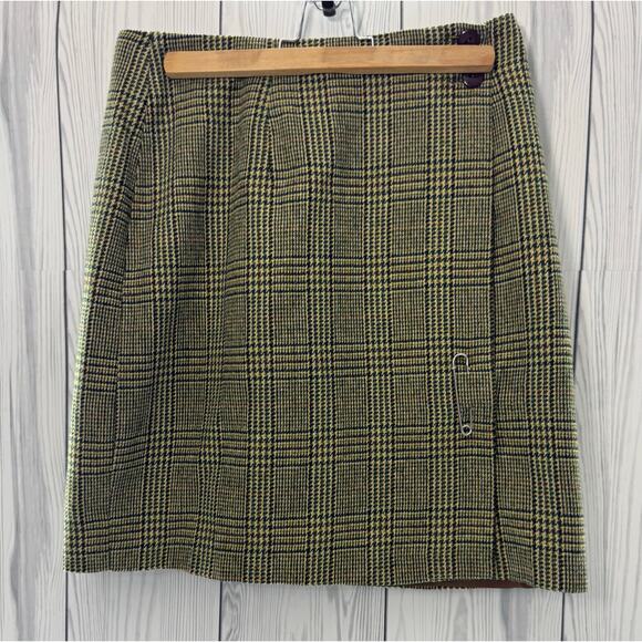 Vintage USA Ellen Ashley Plaid Wool Blend Wrap Skirt Size 10 Retro - Picture 1 of 9